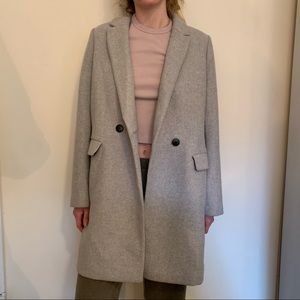 Gray Zara Wool Button Pea Coat